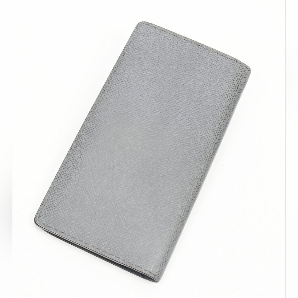 RARE LOUIS VUITTON Grey Taiga Brazza (Unisex) Bifold Long Wallet (EUC) - Picture 3 of 11